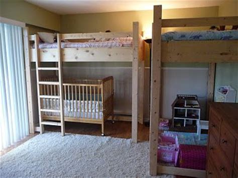 Kura bed with crib under. Loft bunk bed over crib. Small space solution to lots of ...