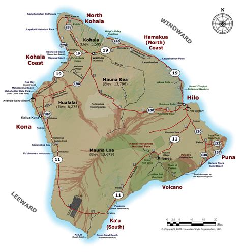 Detailed Map Of Big Island Of Hawaii With Roads And Cities Vidiani