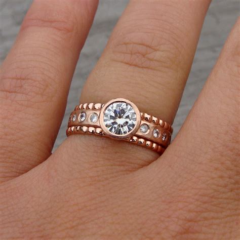 This 14k rose gold diamond engagement ring and wedding band set. McFarland Designs - Ethical Jewelry Using Fair Trade ...