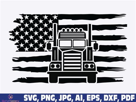 An American Flag With A Semi Truck On It