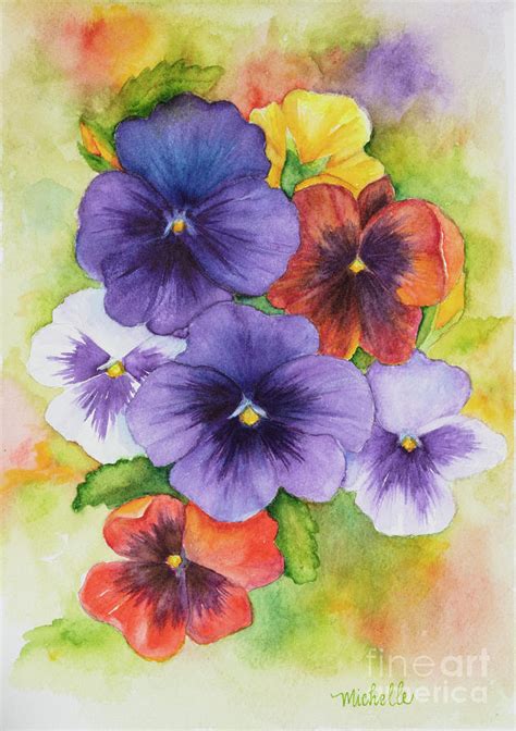 Pansies Watercolor Painting By Michelle Constantine Pixels