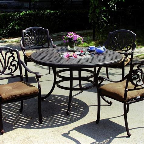 Darlee Elisabeth 5 Piece Cast Aluminum Patio Dining Set Dining Table