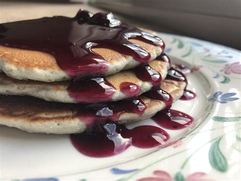 Homemade Blueberry Pancakes With Blueberry Syrup Food