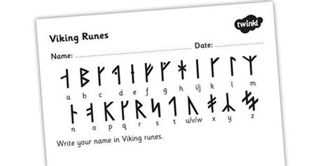 Write Your Name In Viking Runes Worksheet Writing Viking Runes Runes