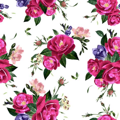 Retro Beautiful Roses Vector Seamless Pattern Free Vector In Adobe