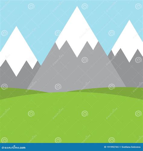 Vector Flat Mountains And Valley Landscape Stock Vector Illustration