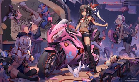 Wallpaper Id 96704 Anime Girls Anime Motorcycle