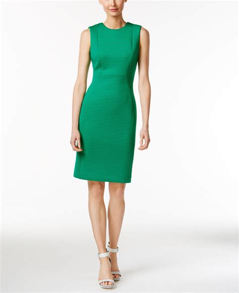 Calvin Klein Sleeveless Striped Sheath Dress In Green Lyst