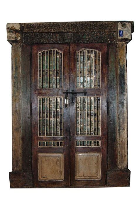 Antique Indian Doors Hand Carved Haveli Teak Wood Double Jali Door