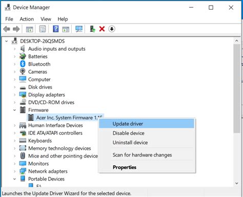 Updating The Bios System Firmware From The Device Manager In Windows 10