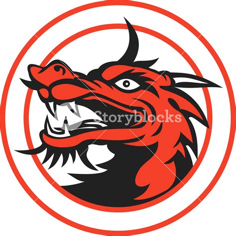 Red Chinese Dragon Head Circle Royalty Free Stock Image Storyblocks