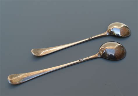 Antique Pair Of Silver Salt Spoons