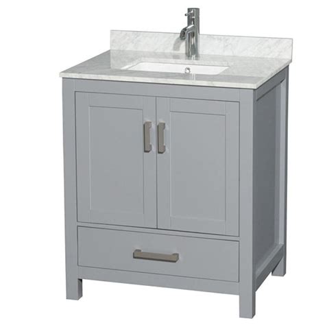 Wyndham Collection Sheffield In Gray Single Sink Bathroom Vanity With White Carrera Natural