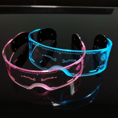 rave neon led light up glasses cyberpunk goggles futuristic etsy