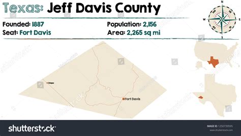 Detailed Map Jeff Davis County Texas Stock Vector Royalty Free