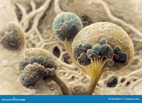 Microscopic Fungi Mycelium Illustration Stock Illustration