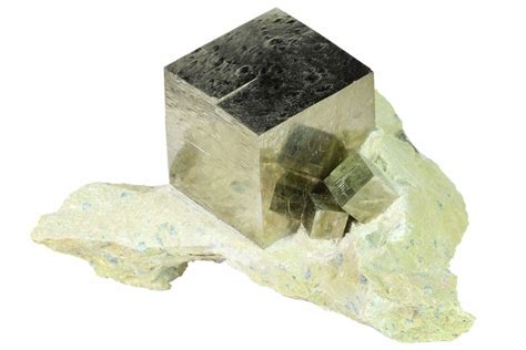 Four Lustrous Natural Pyrite Cubes In Rock Navajun Spain 168519
