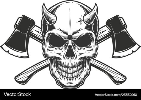 Vintage Demon Skull With Horns Royalty Free Vector Image