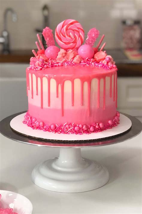 This easy birthday cake from scratch is a really good, old fashined homemade birthday cake with before we make this recipe for easy birthday cake, did you ever wonder where the idea of using. Pink Drip Cake | Recipe | Drip cake recipes, Drip cakes ...