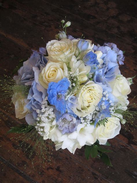 Blue Hydrangea And White Rose Bridal Bouquet Rose Bridal Bouquet