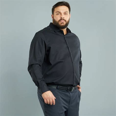 Des costumes de ville et costumes de mariage grandes tailles aux jeans pour hommes forts, des chemises aux pulls grande taille, blousons, manteaux, des pyjamas. Chemise regular en coton dobby Grande taille homme - noir ...