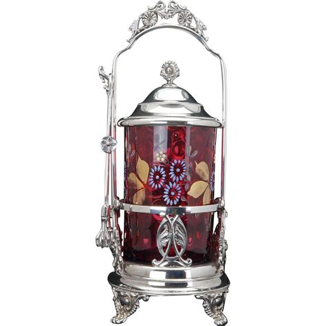 antique victorian silver plate pickle castor by aurora with enameled from bearraven on ruby lane
