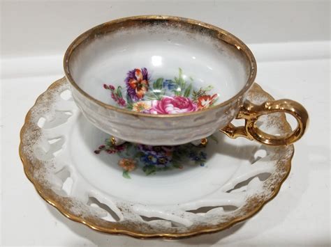 S T Made In Japan Hand Painted Teacup And Saucer Design Etsy Tea