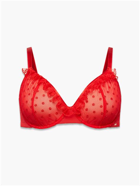 ruffle luv embroidered unlined demi bra in red savage x fenty germany