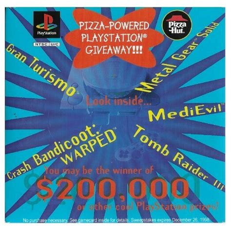 Playstation 1 Pizza Hut Demo CD Sony SCUS 94292 1998