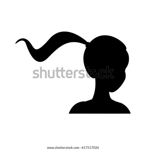 Young Pretty Woman Ponytail Icon Image Stock Vector Royalty Free