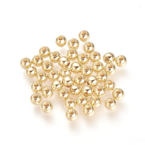 18k Gold Plated 4mm Round Beads Pack Of 50 Spoilt Rotten Beads