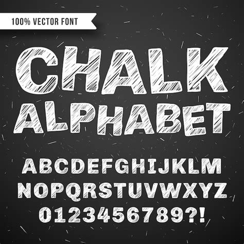 Premium Vector White Chalk Hand Drawing Vector Alphabet