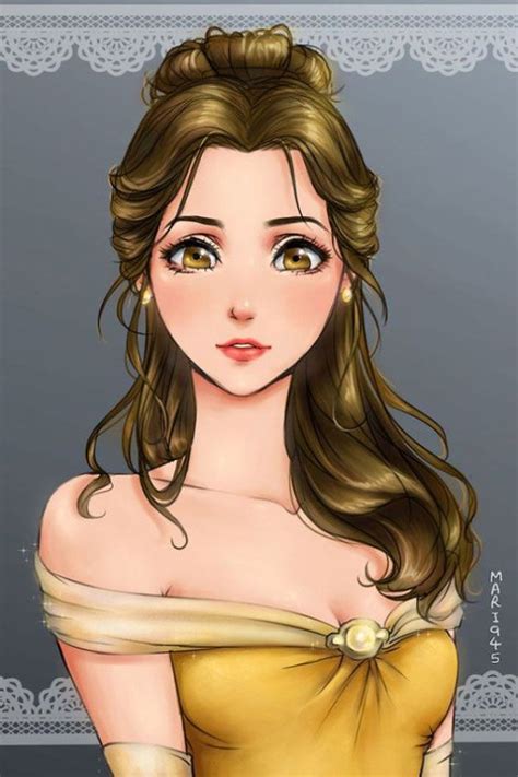 These Anime Disney Princess Portraits Are Pretty Marvelous Disney Belle