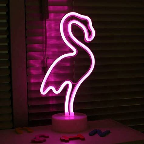 Flamingo Shape Led Neon Light With Holder Base Usbandbattery Powered