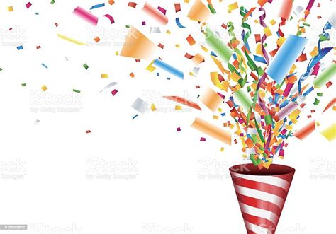 Exploding Party Popper With Confetti And Streamer Stock Illustration