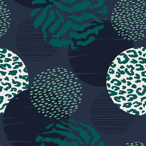 Abstract Geometric Seamless Pattern With Animal Print And Circles