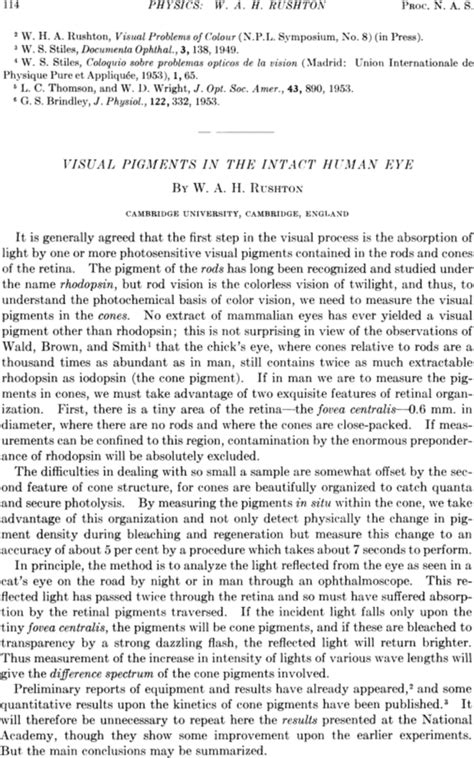 VISUAL PIGMENTS IN THE INTACT HUMAN EYE | PNAS