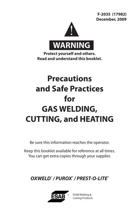 PDF WARNING Esabna Com And Safe Practices For Precautions And