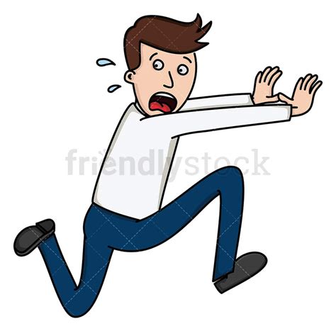 Man Frantically Running Away Cartoon Vector Clipart Friendlystock