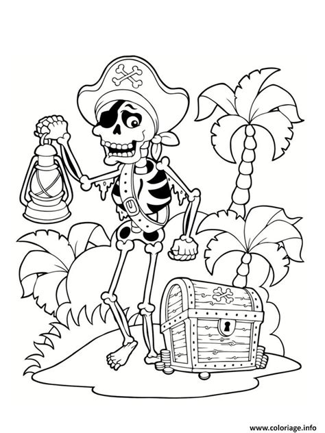Ce chapeau de pirate pour homme est en tissu souple imitation cuir. Coloriage Dessin Pirate Squelette Ile Tresor Palmier dessin
