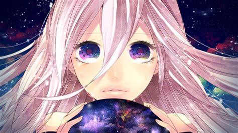 1055109 Long Hair Anime Anime Girls Blue Eyes Planet Space
