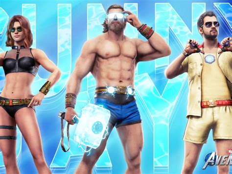 marvel s avengers revives swimsuit tradition with sunny days outfits art