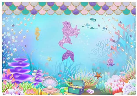 Mermaid Party Photo Backdrop Under The Sea Party Decorations Etsy In