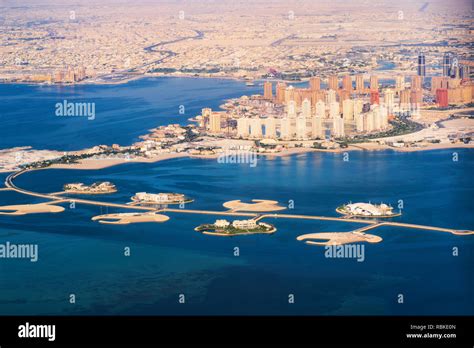 Persian Gulf Aerial View Of The Pearl Qatar Island In Doha Qatar
