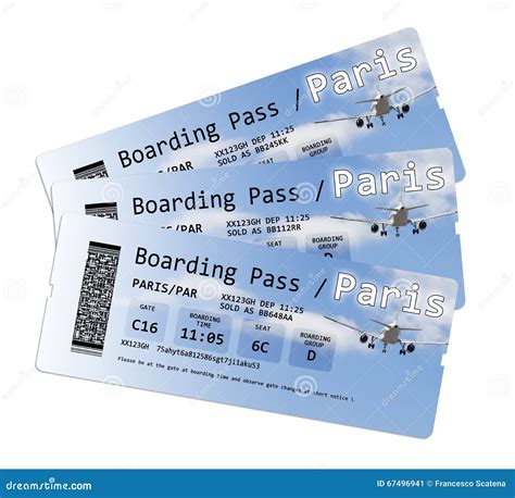 Airline Boarding Pass Tickets To Paris Europe France Stock Image