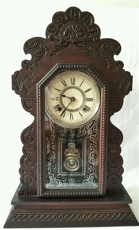 Antiques & collectibles:mantels, fireplaces:mantel/shelf clocks, shop: Antique ANSONIA Gingerbread Mantle/Shelf CLOCK with KEY ...