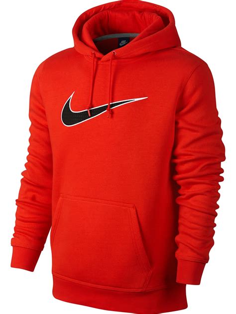 Nike Nike Club Po Swoosh Applique Pullover Mens Hoodie Redblack