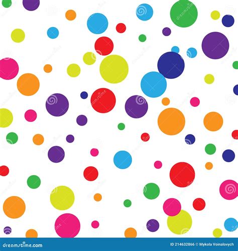 Abstract Random Art Rainbow Party Polka Vector Background All Color Dot Stock Vector