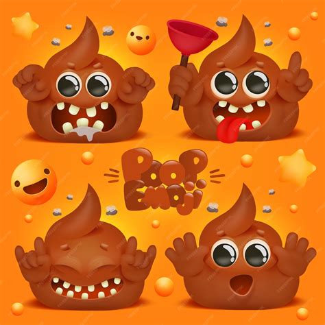 Premium Vector Cute Kawaii Poop Funny Cartoon Character Emoji