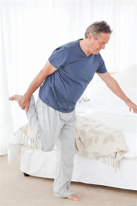 Mature Man Stretching Stock Photo Image Of Health Exercise